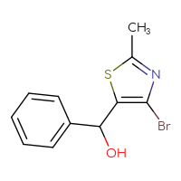 Chemical structure of (4-bromo-2-methyl-1,3-thiazol-5-yl)(phenyl)methanol - CSSB20638702447