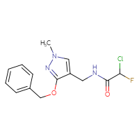 Chemical structure of N-{[3-(benzyloxy)-1-methyl-1H-pyrazol-4-yl]methyl}-2-chloro-2-fluoroacetamide - CSSB21332169492