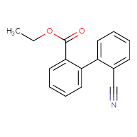 Chemical structure of ethyl 2'-cyano-[1,1'-biphenyl]-2-carboxylate - CSSB00103788863