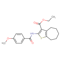 Chemical structure of ethyl 2-(4-methoxybenzamido)-4H,5H,6H,7H,8H-cyclohepta[b]thiophene-3-carboxylate - CSSB00106190079