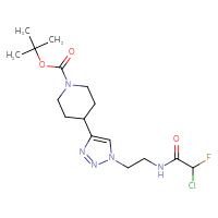 Chemical structure of tert-butyl 4-{1-[2-(2-chloro-2-fluoroacetamido)ethyl]-1H-1,2,3-triazol-4-yl}piperidine-1-carboxylate - CSSB21332169199