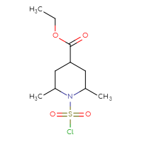 Chemical structure of ethyl 1-(chlorosulfonyl)-2,6-dimethylpiperidine-4-carboxylate - CSSB21224764247