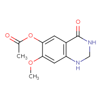 Chemical structure of 7-methoxy-4-oxo-1,2,3,4-tetrahydroquinazolin-6-yl acetate - CSSB20621673786