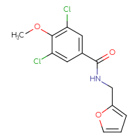 Chemical structure of 3,5-dichloro-N-[(furan-2-yl)methyl]-4-methoxybenzamide - CSSB00028156372