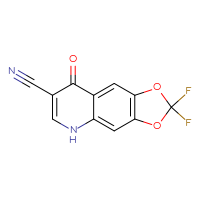 Chemical structure of 2,2-difluoro-8-oxo-2H,5H,8H-[1,3]dioxolo[4,5-g]quinoline-7-carbonitrile - CSSB00000644643