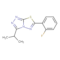 Chemical structure of 6-(2-fluorophenyl)-3-(propan-2-yl)-[1,2,4]triazolo[3,4-b][1,3,4]thiadiazole - CSSB00121637541