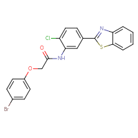 Chemical structure of N-[5-(1,3-benzothiazol-2-yl)-2-chlorophenyl]-2-(4-bromophenoxy)acetamide - CSSB00121686996