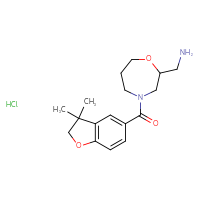 Chemical structure of 1-[4-(3,3-dimethyl-2,3-dihydro-1-benzofuran-5-carbonyl)-1,4-oxazepan-2-yl]methanamine hydrochloride - CSSB02125426754