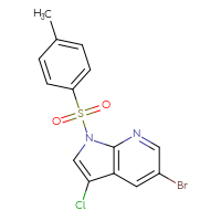 Chemical structure of 5-bromo-3-chloro-1-(4-methylbenzenesulfonyl)-1H-pyrrolo[2,3-b]pyridine - CSSB21332073333