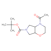 Chemical structure of tert-butyl 4-acetyl-octahydropyrrolo[3,4-b][1,4]oxazine-6-carboxylate - CSSB00113946763