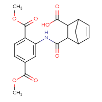 Chemical structure of 3-{[2,5-bis(methoxycarbonyl)phenyl]carbamoyl}bicyclo[2.2.1]hept-5-ene-2-carboxylic acid - CSSB00046560783