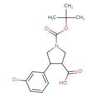 Chemical structure of 1-[(tert-butoxy)carbonyl]-4-(3-chlorophenyl)pyrrolidine-3-carboxylic acid - CSSB00010199512