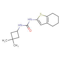 Chemical structure of 3-(3,3-dimethylcyclobutyl)-1-(4,5,6,7-tetrahydro-1-benzothiophen-2-yl)urea - CSSB15097049443