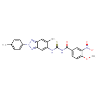 Chemical structure of 1-(4-methoxy-3-nitrobenzoyl)-3-[6-methyl-2-(4-methylphenyl)-2H-1,2,3-benzotriazol-5-yl]thiourea - CSSB00121706330