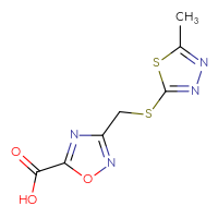 Chemical structure of 3-{[(5-methyl-1,3,4-thiadiazol-2-yl)sulfanyl]methyl}-1,2,4-oxadiazole-5-carboxylic acid - CSSB00010254922