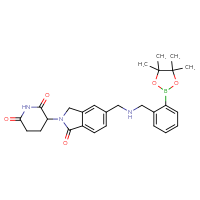 Chemical structure of 3-{1-oxo-5-[({[2-(4,4,5,5-tetramethyl-1,3,2-dioxaborolan-2-yl)phenyl]methyl}amino)methyl]-2,3-dihydro-1H-isoindol-2-yl}piperidine-2,6-dione - CSSB21531599865