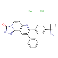 Chemical structure of 8-[4-(1-aminocyclobutyl)phenyl]-9-phenyl-2H,3H-[1,2,4]triazolo[3,4-f]1,6-naphthyridin-3-one dihydrochloride - CSSB00015189102