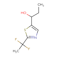 Chemical structure of 1-[2-(1,1-difluoroethyl)-1,3-thiazol-5-yl]propan-1-ol - CSSB02517390844
