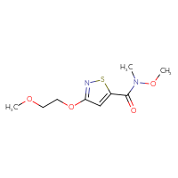 Chemical structure of N-methoxy-3-(2-methoxyethoxy)-N-methyl-1,2-thiazole-5-carboxamide - CSSB21151593763