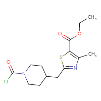 Chemical structure of ethyl 2-{[1-(carbonochloridoyl)piperidin-4-yl]methyl}-4-methyl-1,3-thiazole-5-carboxylate - CSSB21224773982