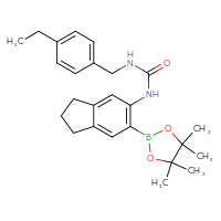 Chemical structure of 1-[(4-ethylphenyl)methyl]-3-[6-(4,4,5,5-tetramethyl-1,3,2-dioxaborolan-2-yl)-2,3-dihydro-1H-inden-5-yl]urea - CSSB21332135522