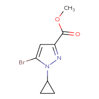 Chemical structure of methyl 5-bromo-1-cyclopropyl-1H-pyrazole-3-carboxylate - CSSB15062298021