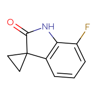 Chemical structure of 7'-fluoro-1',2'-dihydrospiro[cyclopropane-1,3'-indol]-2'-one - CSSB00010556448