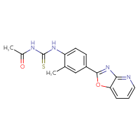 Chemical structure of 3-acetyl-1-(2-methyl-4-{[1,3]oxazolo[4,5-b]pyridin-2-yl}phenyl)thiourea - CSSB00121599599