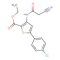 Chemical structure of ethyl 5-(4-chlorophenyl)-3-(2-cyanoacetamido)thiophene-2-carboxylate - CSSB00000686529