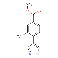 Chemical structure of methyl 3-methyl-4-(1H-pyrazol-4-yl)benzoate - CSSB00138074491