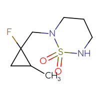 Chemical structure of 2-[(1-fluoro-2-methylcyclopropyl)methyl]-1λ⁶,2,6-thiadiazinane-1,1-dione - CSMB02130880831