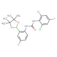 Chemical structure of 1-(2,6-dichloro-4-fluorophenyl)-3-[4-fluoro-2-(4,4,5,5-tetramethyl-1,3,2-dioxaborolan-2-yl)phenyl]urea - CSSB21332163214