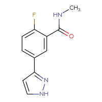 Chemical structure of 2-fluoro-N-methyl-5-(1H-pyrazol-3-yl)benzamide - CSSB00029084580