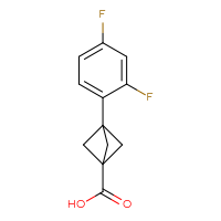 Chemical structure of 3-(2,4-difluorophenyl)bicyclo[1.1.1]pentane-1-carboxylic acid - CSSB00138440411