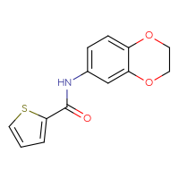 Chemical structure of N-(2,3-dihydro-1,4-benzodioxin-6-yl)thiophene-2-carboxamide - CSSB00000579670