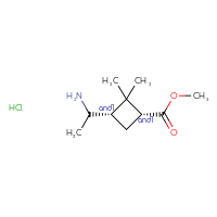 Chemical structure of rac-methyl (1R,3S)-3-(1-aminoethyl)-2,2-dimethylcyclobutane-1-carboxylate hydrochloride - CSSB21291558519