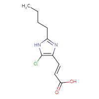 Chemical structure of (2E)-3-(2-butyl-5-chloro-1H-imidazol-4-yl)prop-2-enoic acid - CSSB00020649996