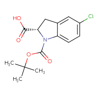 Chemical structure of (2S)-1-[(tert-butoxy)carbonyl]-5-chloro-2,3-dihydro-1H-indole-2-carboxylic acid - CSSB02126885592