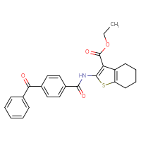 Chemical structure of ethyl 2-(4-benzoylbenzamido)-4,5,6,7-tetrahydro-1-benzothiophene-3-carboxylate - CSSB00027982896