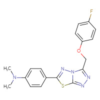 Chemical structure of 4-{3-[(4-fluorophenoxy)methyl]-[1,2,4]triazolo[3,4-b][1,3,4]thiadiazol-6-yl}-N,N-dimethylaniline - CSSB00121624184
