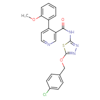Chemical structure of N-{5-[(4-chlorophenyl)methoxy]-1,3,4-thiadiazol-2-yl}-4-(2-methoxyphenyl)pyridine-3-carboxamide - CSSB20620518817