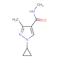 Chemical structure of 1-cyclopropyl-N,3-dimethyl-1H-pyrazole-4-carboxamide - CSSB08804498027