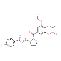 Chemical structure of 3-(4-fluorophenyl)-5-[1-(3,4,5-triethoxybenzoyl)pyrrolidin-2-yl]-1,2,4-oxadiazole - CSSB00025807180