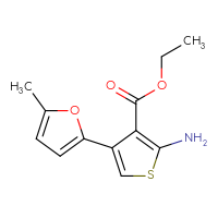 Chemical structure of ethyl 2-amino-4-(5-methylfuran-2-yl)thiophene-3-carboxylate - CSSB00000594995