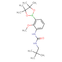 Chemical structure of 3-(2,2-dimethylpropyl)-1-[2-methoxy-3-(4,4,5,5-tetramethyl-1,3,2-dioxaborolan-2-yl)phenyl]urea - CSSB21246320517