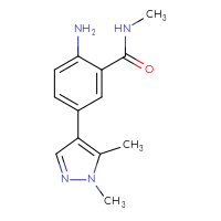 Chemical structure of 2-amino-5-(1,5-dimethyl-1H-pyrazol-4-yl)-N-methylbenzamide - CSSB04729080214