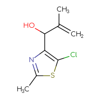 Chemical structure of 1-(5-chloro-2-methyl-1,3-thiazol-4-yl)-2-methylprop-2-en-1-ol - CSSB20679243569