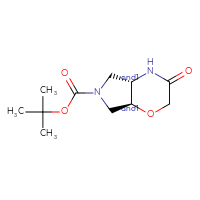 Chemical structure of rac-tert-butyl (4aR,7aR)-3-oxo-octahydropyrrolo[3,4-b][1,4]oxazine-6-carboxylate - CSSB00039165402