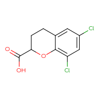 Chemical structure of 6,8-dichloro-3,4-dihydro-2H-1-benzopyran-2-carboxylic acid - CSSB02134147860
