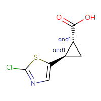 Chemical structure of rac-(1R,2R)-2-(2-chloro-1,3-thiazol-5-yl)cyclopropane-1-carboxylic acid - CSSB02125419024